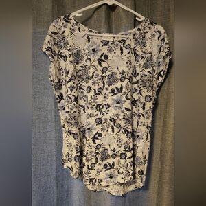 Lovely linen Rachel Zoe Floral Blue White/Light Gray Top XL